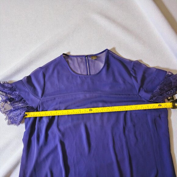 Worthington Blue Blouse NWT Size 2X – Sheer Lace Sleeve Top - Picture 10 of 11